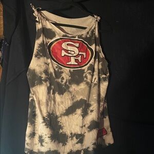 NFL Tie-Dye Tank Top - Black & White with Red Logo a little stain